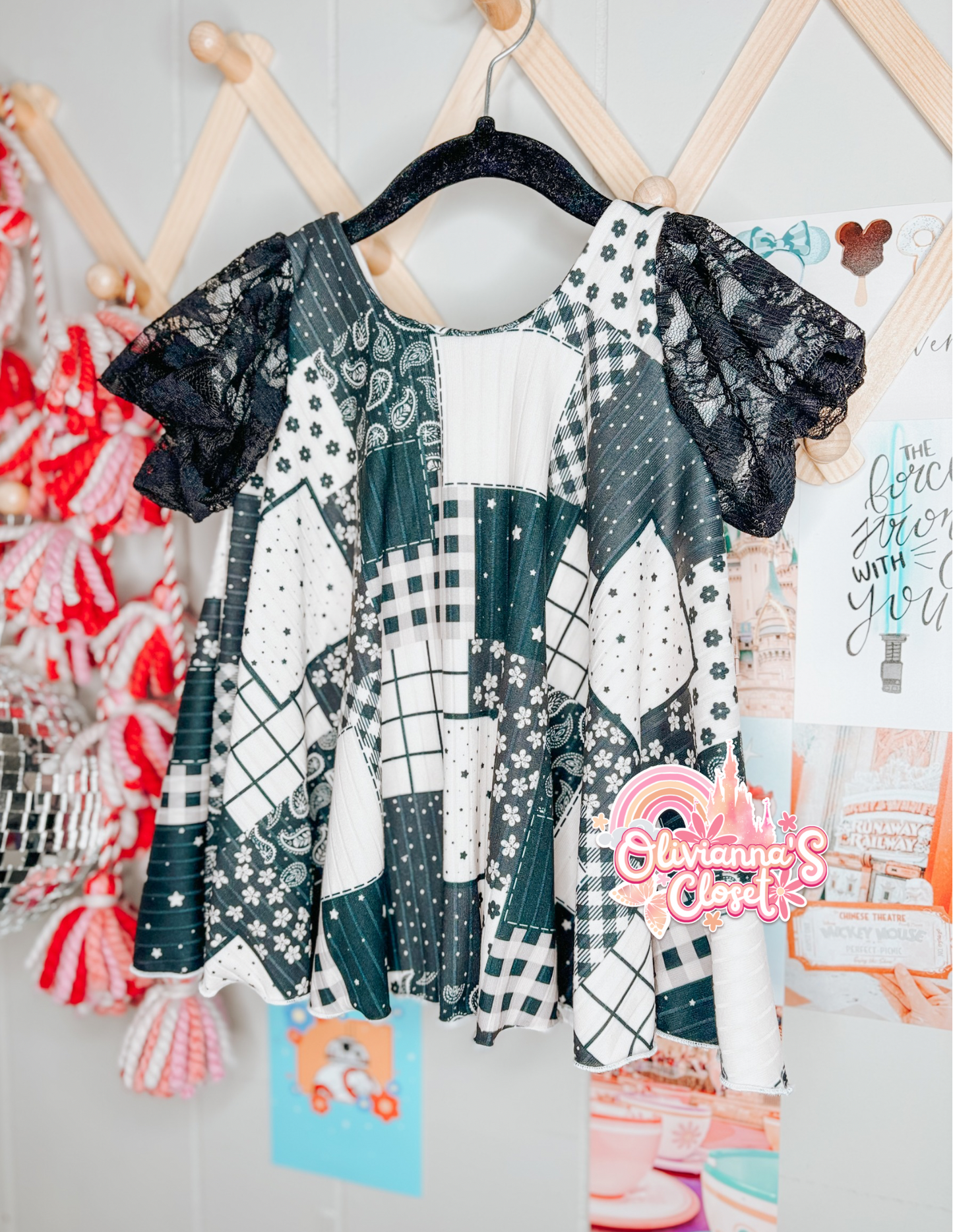 B&W Patchwork Abeline Dress
